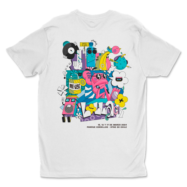 Polera JKR Blanco Vintage - Lollapalooza