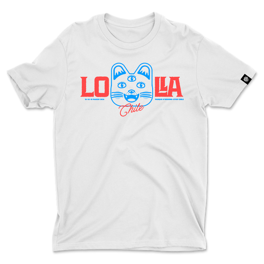 Polera Gato Blanca Lollapalooza Chile 2026